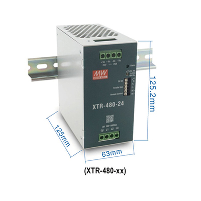 XTR-480-48,480W 48V 10A 3-phase Ultra-Slim (63mm) DIN Rail Power Supply